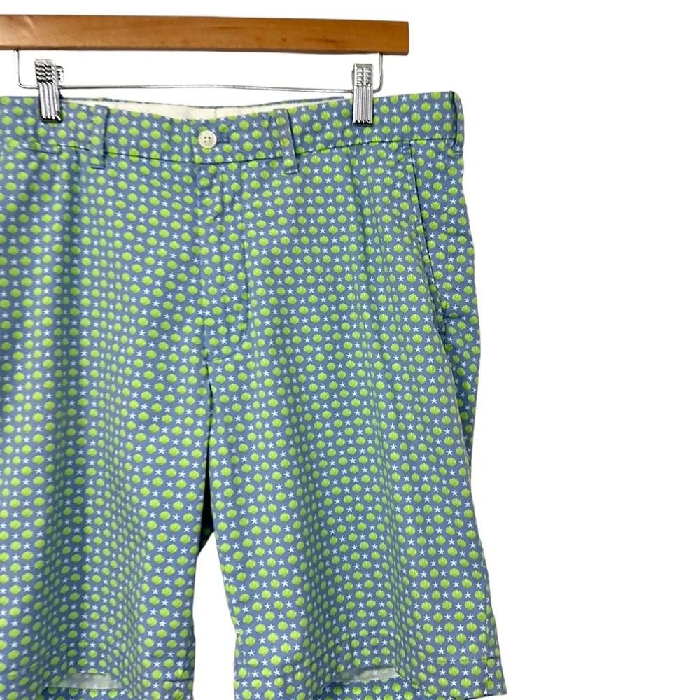 Polo Golf Ralph Lauren Mens Seashell Stars Chino Shorts Sz 34 Blue Green Preppy